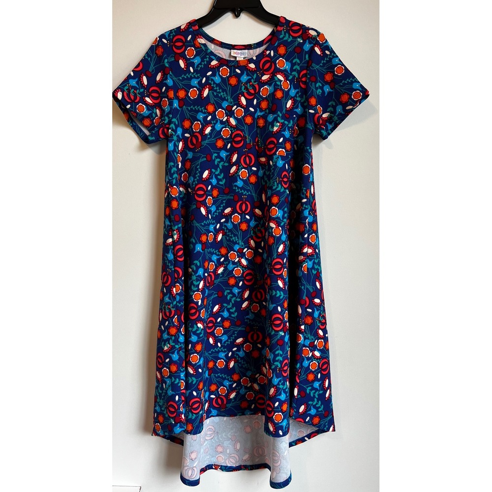 LuLaRoe Carly XS Floral Print Short Sleeve Tunic Maxi Swing Dress